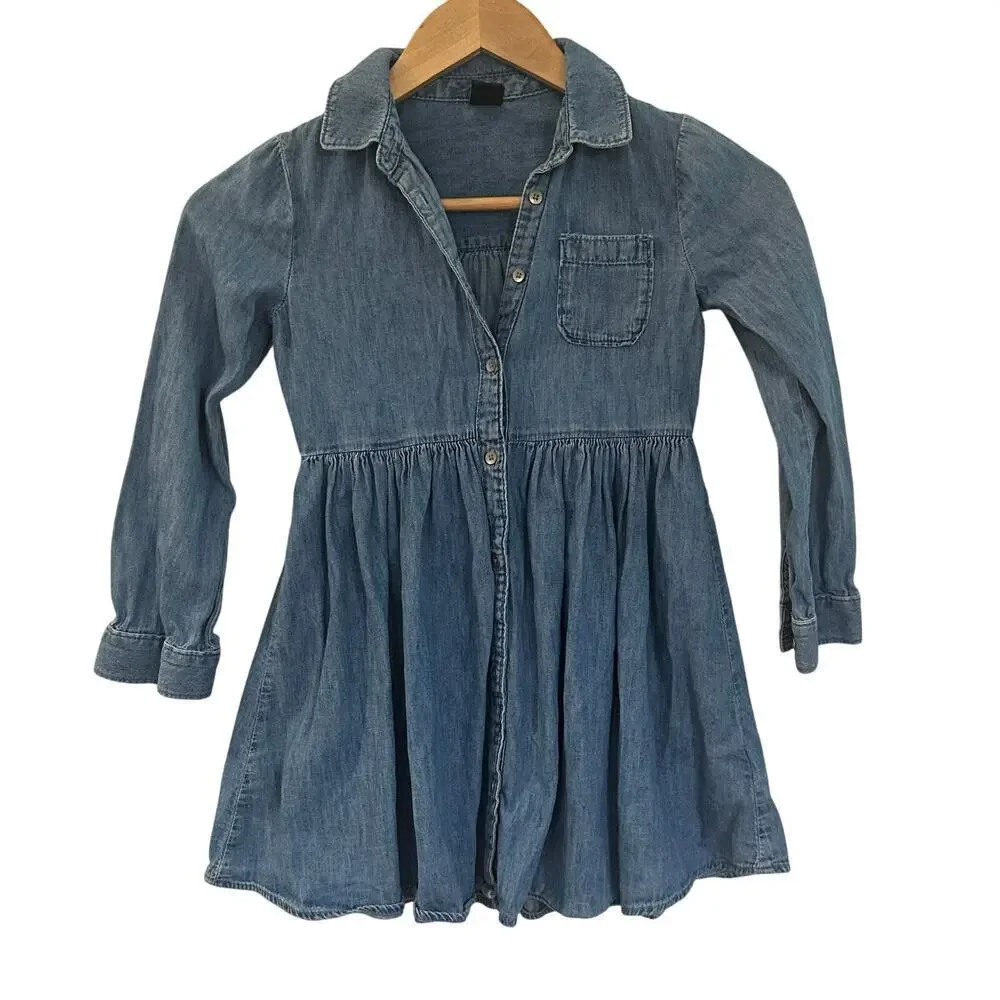 Gap Kids Denim Long Sleeve Dress sz S